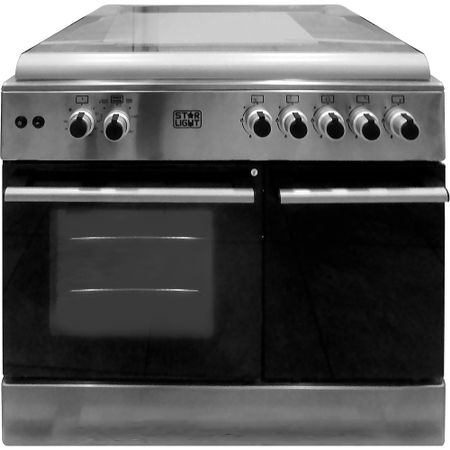 Aragaz Star-Light FCF90BCWSS, Gaz, 5 arzatoare, Gratar fonta, Wok, Aprindere electrica, Siguranta plita si cuptor, Grill, Rotisor, Timer, 90 cm, Inox