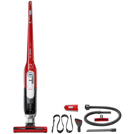 Aspirator vertical Bosch Athlet BCH6ZOO, 25.2 V, Li-Ion, Sensor Bagless Technology, autonomie 60 min, Perie ProAnimal, Rosu