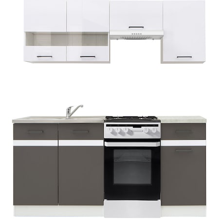 Set Bucatarie Kring ROMA, 170×195,5×60 cm, Alb lucios/Gri Wolfram : Review si Pareri utile