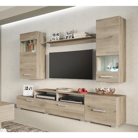 Living/Biblioteca Irim Niko, 210×42,5×165 cm, LED, Sonoma Review si Pareri